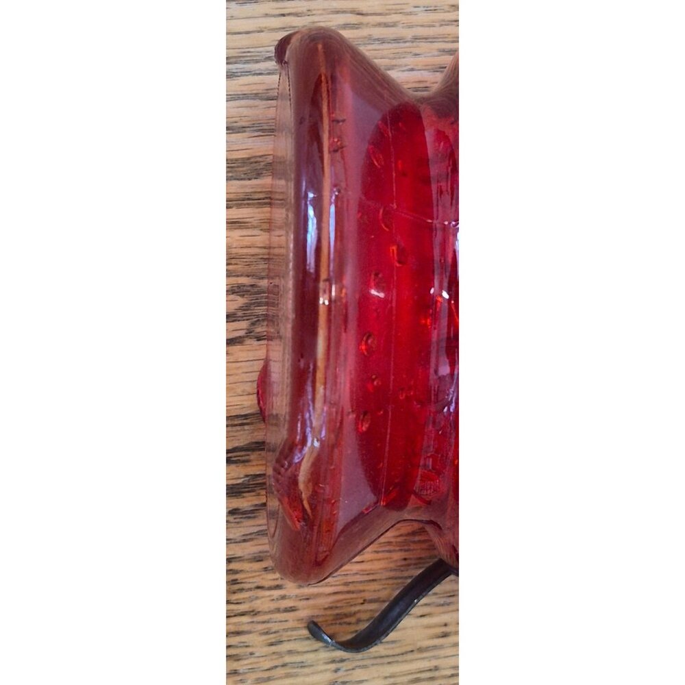 Vintage Red Glass P & A Dorset Thomaston CT Hurricane Oil Lamp Wall Bracket - Picture 9 of 12